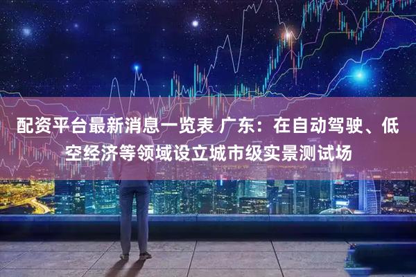 配资平台最新消息一览表 广东：在自动驾驶、低空经济等领域设立城市级实景测试场